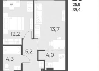 Продажа двухкомнатной квартиры, 39.4 м2, Новосибирск, Плановая улица, 60А, метро Красный проспект