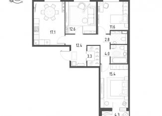 Продажа трехкомнатной квартиры, 81.4 м2, Омская область, микрорайон Зелёная Река, 5