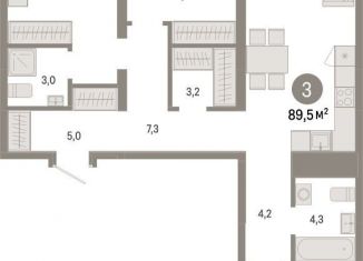 Продам 3-комнатную квартиру, 89.5 м2, Новосибирск, метро Речной вокзал