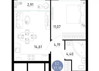 Продам 1-комнатную квартиру, 37.2 м2, Рязань