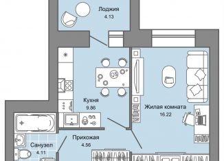 Продается 1-комнатная квартира, 37 м2, Ульяновск, Засвияжский район, жилой комплекс Город Новаторов, 1