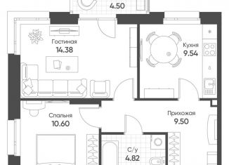 Продам двухкомнатную квартиру, 50.2 м2, Казань, Ново-Савиновский район, улица Гаврилова, 5Бк1