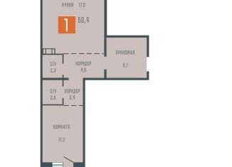 Продам однокомнатную квартиру, 50.4 м2, Курганская область
