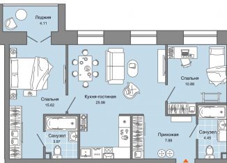 3-комнатная квартира на продажу, 71 м2, Ульяновск, жилой комплекс Центрополис, 5