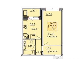 Продается 1-комнатная квартира, 34.5 м2, село Новая Усмань