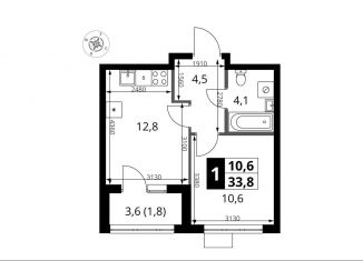 1-комнатная квартира на продажу, 33.8 м2, Москва, жилой комплекс 1-й Ясеневский, к1
