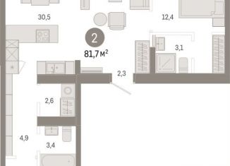 Продается двухкомнатная квартира, 81.7 м2, Омская область