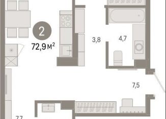Продам двухкомнатную квартиру, 72.9 м2, Омская область