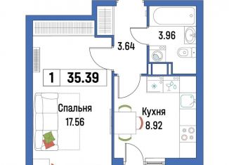Продается 1-ком. квартира, 35.4 м2, Ленинградская область