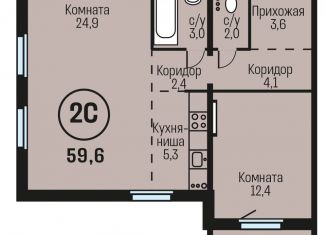 Продается 2-ком. квартира, 59.6 м2, Алтайский край