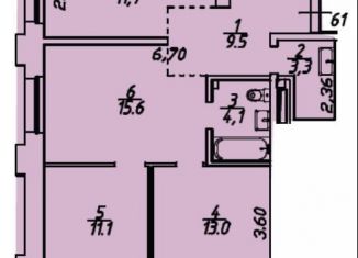 Трехкомнатная квартира на продажу, 71 м2, рабочий поселок Маркова, квартал Стрижи, 15