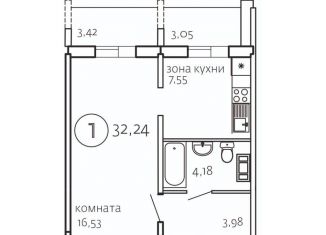 Продается 1-комнатная квартира, 35 м2, Челябинская область