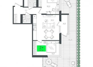 Продается 2-комнатная квартира, 56.8 м2, деревня Дударева, улица Сергея Джанбровского, 2, ЖК Андерсен Парк