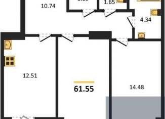 2-комнатная квартира на продажу, 61.6 м2, Воронеж, Ленинский район