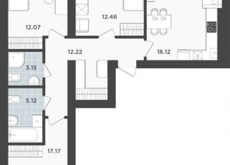 3-комнатная квартира на продажу, 80.3 м2, Калининградская область, улица Александра Невского, 194