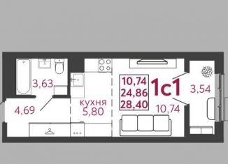 Продажа квартиры студии, 28.4 м2, Пенза, Железнодорожный район