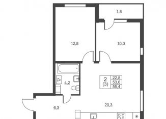 Продается 2-ком. квартира, 55.4 м2, Ленинградская область