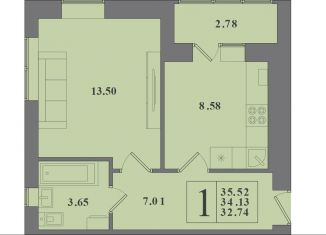 Продам 1-комнатную квартиру, 34.1 м2, Калининград, Крейсерская улица, 13к1