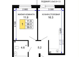 Продается однокомнатная квартира, 38.5 м2, Краснодар, Прикубанский округ
