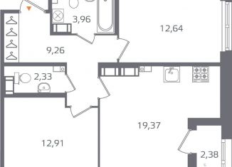 Продажа двухкомнатной квартиры, 61.7 м2, Санкт-Петербург, муниципальный округ Финляндский