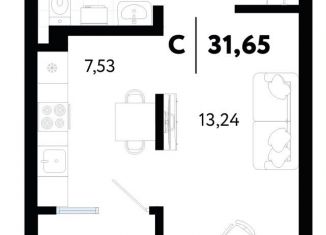 1-комнатная квартира на продажу, 31.7 м2, Тюмень