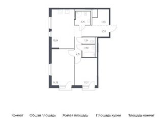 Продается 2-комнатная квартира, 63.8 м2, деревня Новосаратовка, Невская Долина, 1.3
