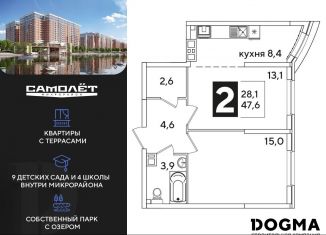 Продажа 2-комнатной квартиры, 47.6 м2, Краснодар, Прикубанский округ