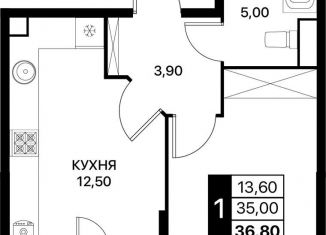 Продаю однокомнатную квартиру, 36.8 м2, Ростов-на-Дону, Первомайский район