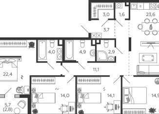 Продажа четырехкомнатной квартиры, 123.1 м2, Москва, 2-я очередь, к3, ЖК Шагал