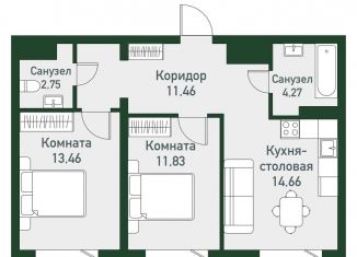 Продаю 2-ком. квартиру, 58.4 м2, Челябинская область