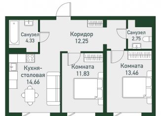 Продаю двухкомнатную квартиру, 59.5 м2, посёлок Западный, Спортивная улица, 10