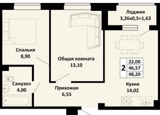 Продажа 2-комнатной квартиры, 48.2 м2, Краснодарский край