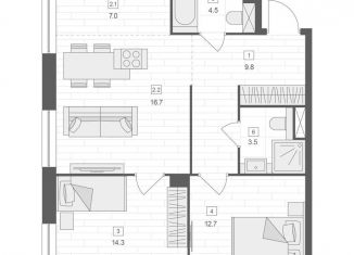 Продажа 2-ком. квартиры, 68.5 м2, Москва, Верхняя Красносельская улица, 19с2, Верхняя Красносельская улица