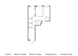 Продажа 3-комнатной квартиры, 78.4 м2, Московская область, жилой комплекс Томилино Парк, к5.4