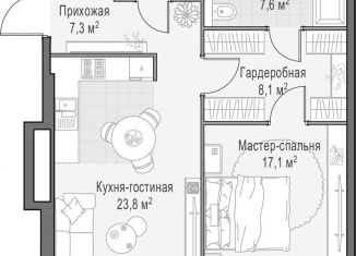 Однокомнатная квартира на продажу, 67.1 м2, Москва, метро Выставочная