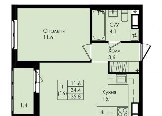 Продам 1-комнатную квартиру, 35.8 м2, Ленинградская область, улица Просвещения, 2