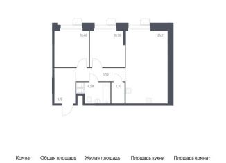 Продаю двухкомнатную квартиру, 64.4 м2, поселение Мосрентген, многофункциональный комплекс Тропарево Парк, к2.2