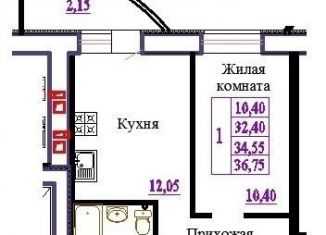 Продажа 1-ком. квартиры, 36.8 м2, Иваново