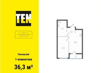 Продается 1-комнатная квартира, 36.3 м2, Екатеринбург, метро Уральская
