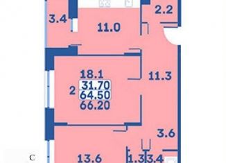 Продам двухкомнатную квартиру, 66.2 м2, поселение Первомайское, жилой комплекс Эдельвейс, к4Б