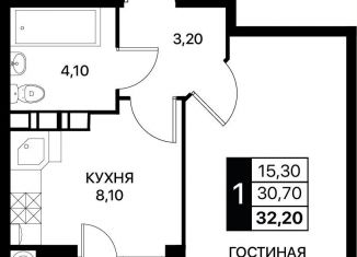 Продам однокомнатную квартиру, 32.2 м2, Ростов-на-Дону, Первомайский район