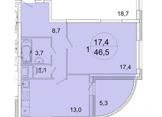 Продается 1-комнатная квартира, 46.5 м2, Ивантеевка, улица Прокудина, 1