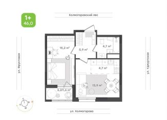 Продажа 1-комнатной квартиры, 46.1 м2, Ижевск, ЖК Парк-Квартал Атмосфера, улица Холмогорова, 107