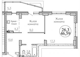 Продажа 2-ком. квартиры, 46.3 м2, Новосибирск, улица Пархоменко, 23/1, ЖК Крымский