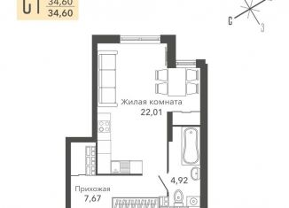 Продается 1-ком. квартира, 34.6 м2, Свердловская область
