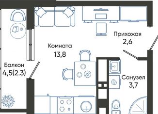 Продается квартира студия, 22.4 м2, Новороссийск