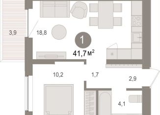 Продаю 1-комнатную квартиру, 41.7 м2, Новосибирская область