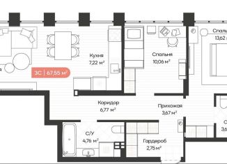 Продаю трехкомнатную квартиру, 67.8 м2, Новосибирская область, Ленинградская улица, 342