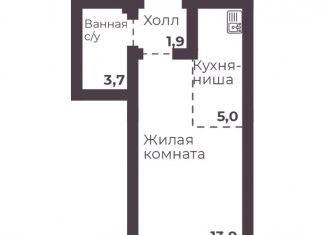 Продам однокомнатную квартиру, 24.5 м2, Челябинская область