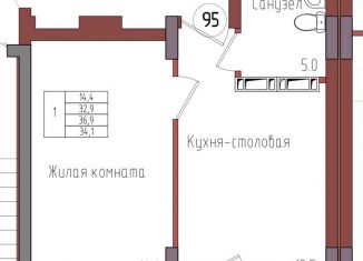 Продается 1-комнатная квартира, 34.1 м2, Калининградская область